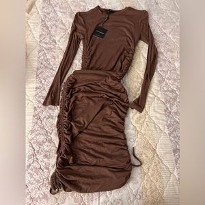Brown J Lux label bodycon dress